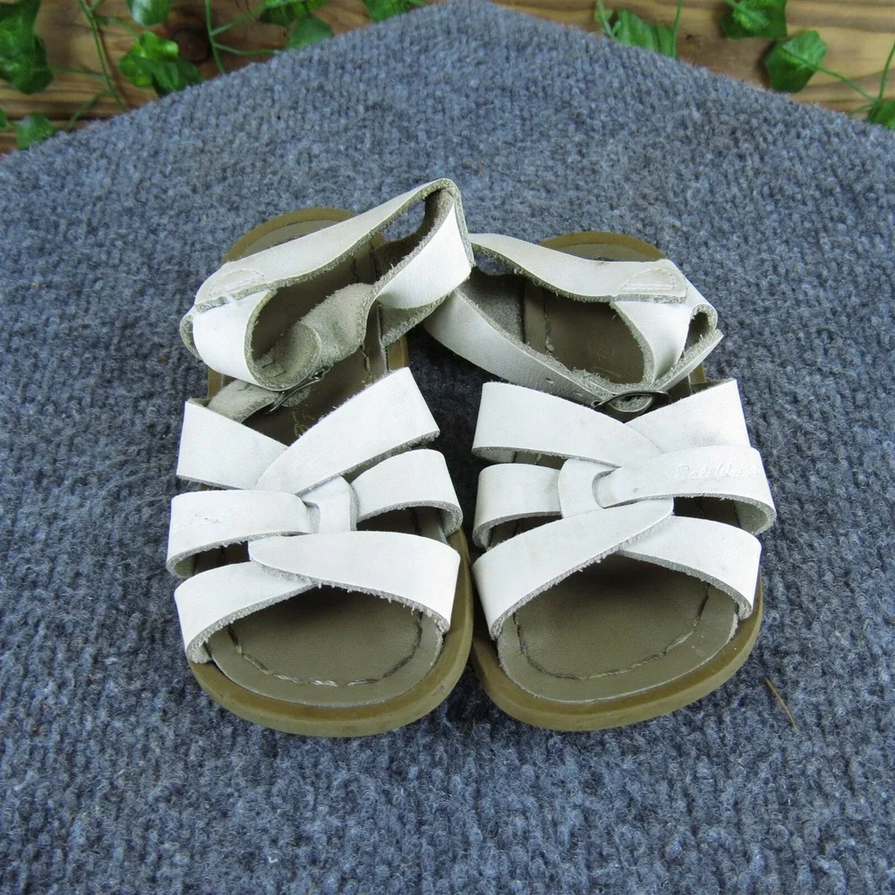 Salt Water Girls Ankle Strap  Sz T‎ 7 Medium White Leather Buckle